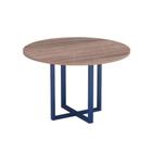 Mesa de Reunião Redonda Tubular P25 Pandin 1,10 M Walnut e Azul Del Rey