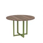 Mesa de Reunião Redonda Tubular P25 Pandin 1,10 M Walnut e Verde