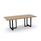 Mesa de Reunião Retangular 200 x 90 cm Pé Tubular PE40 em MDP Cor Noce Naturalle Base Preta