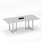 Mesa de Reunião Retangular com Power Box Tubular P25 Pandin 2,0 M Cinza Cristal