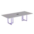 Mesa de Reunião Retangular com Power Box Tubular P25 Pandin 2,0 M Cinza e Lilas