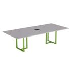 Mesa de Reunião Retangular com Power Box Tubular P25 Pandin 2,0 M Cinza e Verde