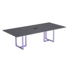 Mesa de Reunião Retangular com Power Box Tubular P25 Pandin 2,0 M Grafito e Lilas