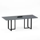 Mesa de Reunião Retangular com Power Box Tubular P25 Pandin 2,0 M Grafito e Preto