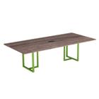 Mesa de Reunião Retangular com Power Box Tubular P25 Pandin 2,0 M Walnut e Verde