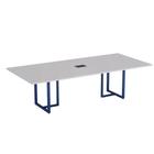 Mesa de Reunião Retangular com Power Box Tubular P25 Pandin 2,6 M Cinza e Azul Del Rey