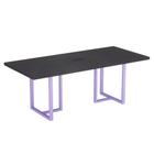 Mesa De Reunião Retangular Com Power Box Tubular PE 40 Pandin 2,00 M Preto e Lilas