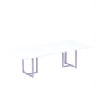 Mesa de Reunião Retangular Tubular P25 Pandin 2,0 M Branco e Lilas