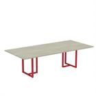 Mesa de Reunião Retangular Tubular P25 Pandin 2,0 M Casablanca e Vermelho