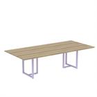 Mesa de Reunião Retangular Tubular P25 Pandin 2,0 M Noce Naturale e Lilas