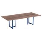 Mesa de Reunião Retangular Tubular P25 Pandin 2,0 M Walnut e Azul Del Rey