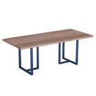 Mesa De Reunião Retangular Tubular PE 40 Pandin 2,00 M Walnut e Azul Del Rey