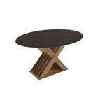 Mesa de Sala Jantar Graviola c/ Tampo Madeirado c/ Vidro 105x180cm Nogueira/Preto fosco/Vidro preto - Kappesberg