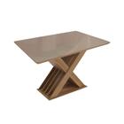 Mesa de Sala Jantar Graviola c/Tampo Madeirado c/ Vidro 80x120cm Nogueira/Vidro Bronze - Kappesberg