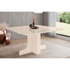 Mesa de Sala Jantar Mavi SC102 c/Tampo Madeirado Vidro Curvo 150x150cm Off White - Henn