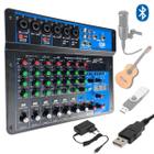 Mesa De Som 8 Canais Interface Usb Bluetooth Mxt Mx-8t 24 Efeitos