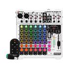 Mesa de Som Bluetooth Com Led RGB T 0602 Player FX 12v 6 Canais Multicores Controle Taramps 902009