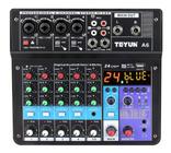 Mesa De Som Mixer 6 Canais Áudio Usb Smart Profissional A6 Conjunto Interface Externa