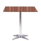 Mesa Delta em Alumínio 75 cm (Alt) Base em X Tampo MDP Quadrado 70 cm (Larg) x 2,50 cm (Alt) Walnut