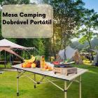 Mesa Dobrável Portátil Articulada Leve Camping Praia Campo