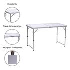 Mesa Dobrável Portátil Dobrável De Alumínio Tampo Mdf Vira Maleta Camping 120X60cm Branco