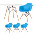 Mesa Eames 100cm + 3 Cadeiras Eiffel Daw Azul Céu Azul Céu