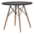 Mesa Eames Eiffel Com Base Madeira E Tampo De 90cm Em Mdf - Cor Preta