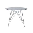 Mesa Eames Ferro Eiffel Cromada de Jantar ou Cozinha para 4 lugares com Tampo de Vidro Redondo 90cm