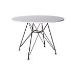 Mesa Eames Ferro Preto Tampo Redondo Madeira Branco 110cm