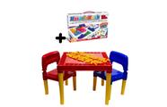 Mesa Educativa infantil Com 2 Cadeiras + Jogo De Tabuleiro