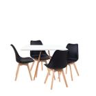 Mesa Eiffel Quadrada 90cm Com 4 Cadeiras Leda Saarinen Wood