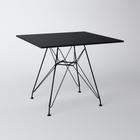 Mesa Eiffel Quadrada 90cm Tampo De Madeira Preto Com Base De Ferro Preto