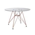 Mesa Eiffel Redonda 110cm Tampo de Vidro com Base de Ferro Cobre - CASA PRIME