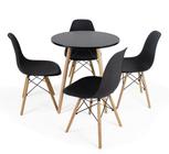 Mesa Eiffel Redonda 70 Cm MDF + 4 Cadeira Eames Eiffel Preto