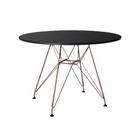 Mesa Eiffel Redonda 90cm Tampo De Madeira Preto Com Base De Ferro Cobre - House Design