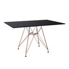 Mesa Eiffel Retangular 120x75 Tampo de Madeira Preto com Base de Ferro Cobre - Up Home