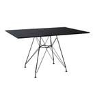 Mesa Eiffel Retangular 120x75 Tampo De Madeira Preto Com Base De Ferro Preto