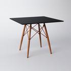 Mesa Eiffel Wood Cobre Tampo de Madeira Quadrada 90 Cm Preto Asturias