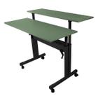 Mesa Ergonômica Dupla Regulável Tampo Verde Amazônia Com Rodinhas - Wp Connect