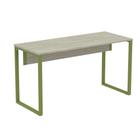 Mesa Escritório P25 TUB Pandin 134 cm (Larg) Tampo MDP Nogueira Casablanca Pé Aço Tubular Verde Mirô