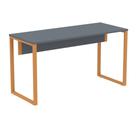 Mesa Escritório P25 TUB Pandin 150 cm (Larg) Tampo MDP Grafito Pé Aço Tubular Laranja