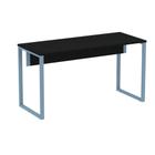 Mesa Escritório P25 TUB Pandin 150 cm (Larg) Tampo MDP Preto Pé Aço Tubular Azul Dali