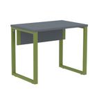 Mesa Escritório P25 TUB Pandin 90 cm (Larg) Tampo MDP Grafito Pé Aço Tubular Verde Mirô