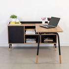 Mesa Escrivaninha 136cm Balcão Credenza 1 Gav 1 Porta 136cm Hanover/Nero Home Office Flexus Artesano