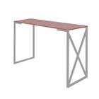 Mesa Escrivaninha 90cm Bex Home Office Industrial Consultório Ferro Prata MDF Rose - Ahazzo Móveis