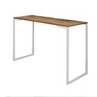 Mesa Escrivaninha 90cm Stan Home Office Industrial Consultório Ferro Branco MDF Carvalho - Ahz Móveis