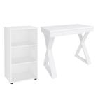 Mesa Escrivaninha 90cm Veneti E Estante Livreiro 45x81cm Lean A06 Branco - Mpozenato