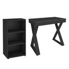 Mesa Escrivaninha 90cm Veneti E Estante Livreiro 45x81cm Lean A06 Preto - Mpozenato