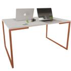 Mesa Escrivaninha Adele 120cm Tampo Branco Base Bronze - Montanaris Decor