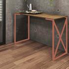 Mesa Escrivaninha Bex Industrial Escritório Ferro Bronze MDF Castanho - Ahz Móveis